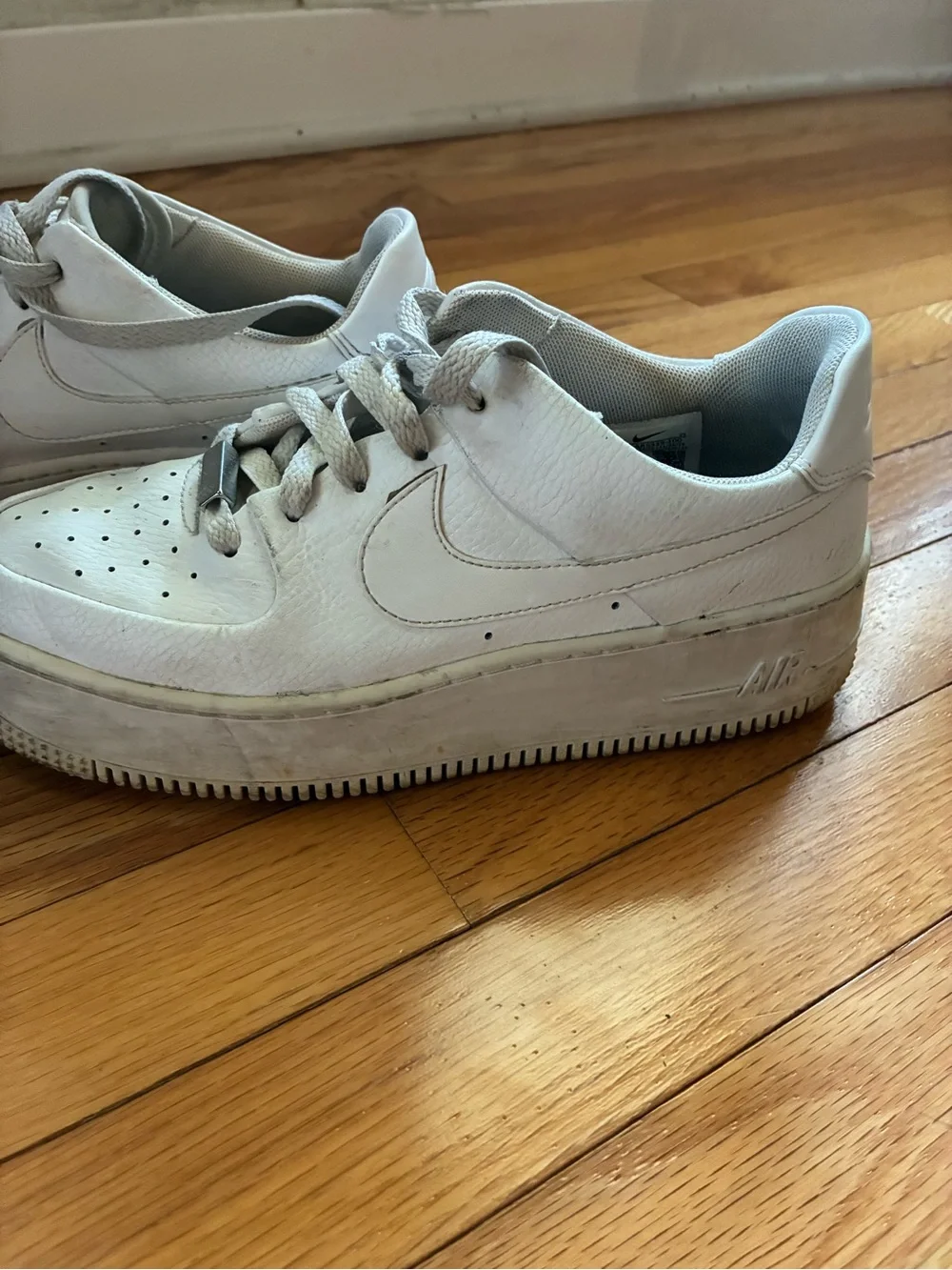 Nike Women’s White Leather Platform Air Force 1 Sneakers